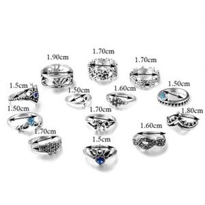 Jewelry - NEW Boho Silver and Blue Crystal 13 Piece Ring Set Jewelry - NEW Boho Silver and Blue Crystal 13 Piece Ring Set